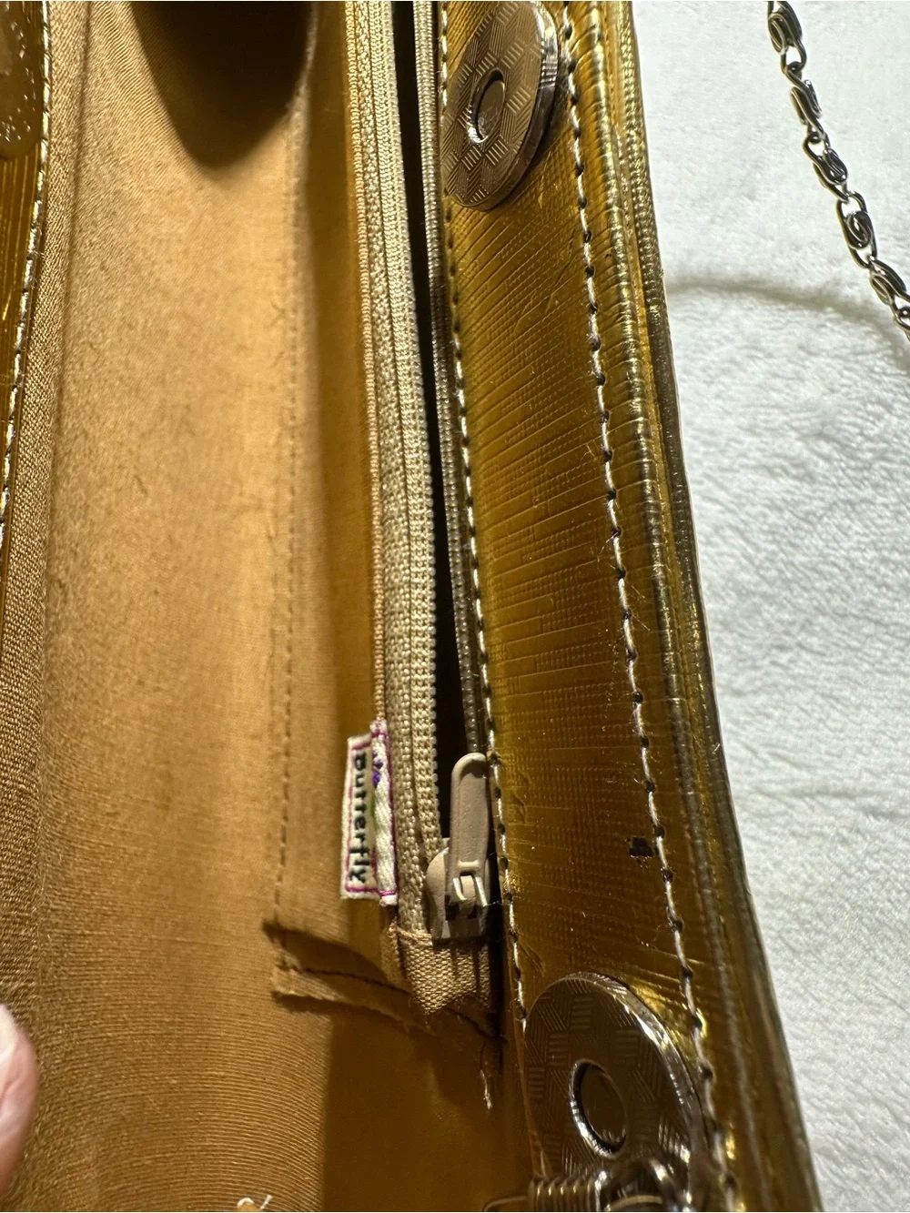 Gold Evening Clutch with Chain Strap
